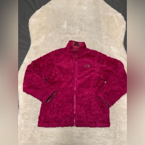The North Face Girl's Puffer Jacket Mossbud Reversible Butterfly Pink L 14-16 - Picture 2 of 9